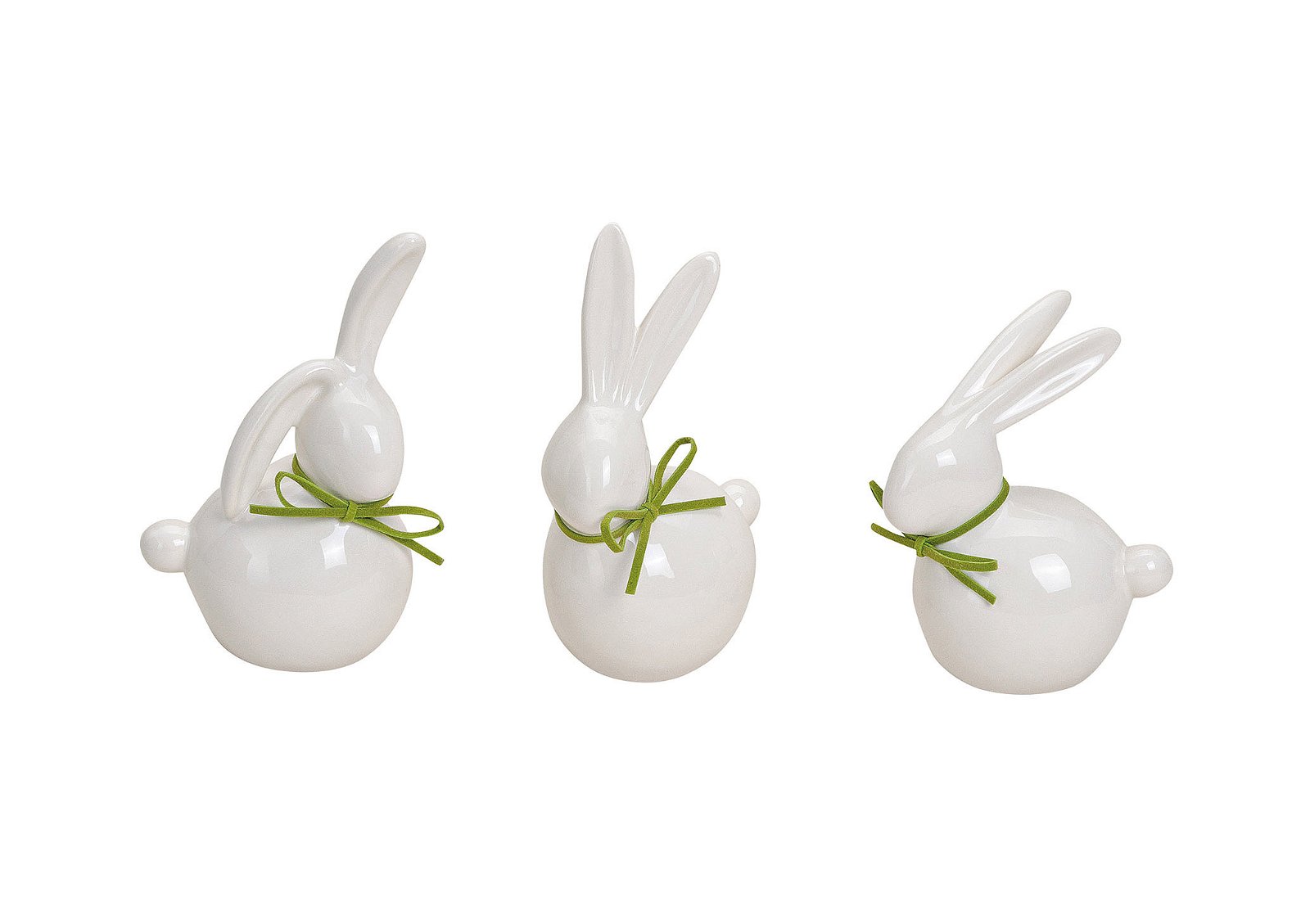 Coniglietto in bianco in porcellana, 3 assortiti, 11-14 cm