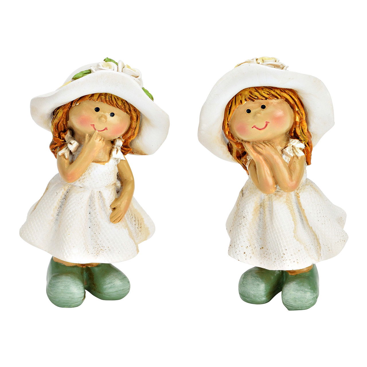 Mädchen aus Poly weiß 2-fach, (B/H/T) 4x8x4cm Puppe, Spielzeug, Gesicht, Person, Figur