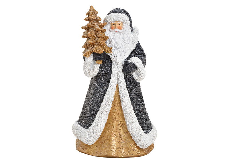 Nikolaus aus Poly Schwarz, gold mit Gitter (B/H/T) 15x25x13cm