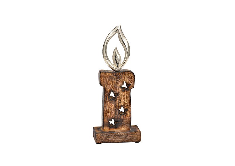 Stand candle mango wood brown (W/H/D) 10x26x5cm
