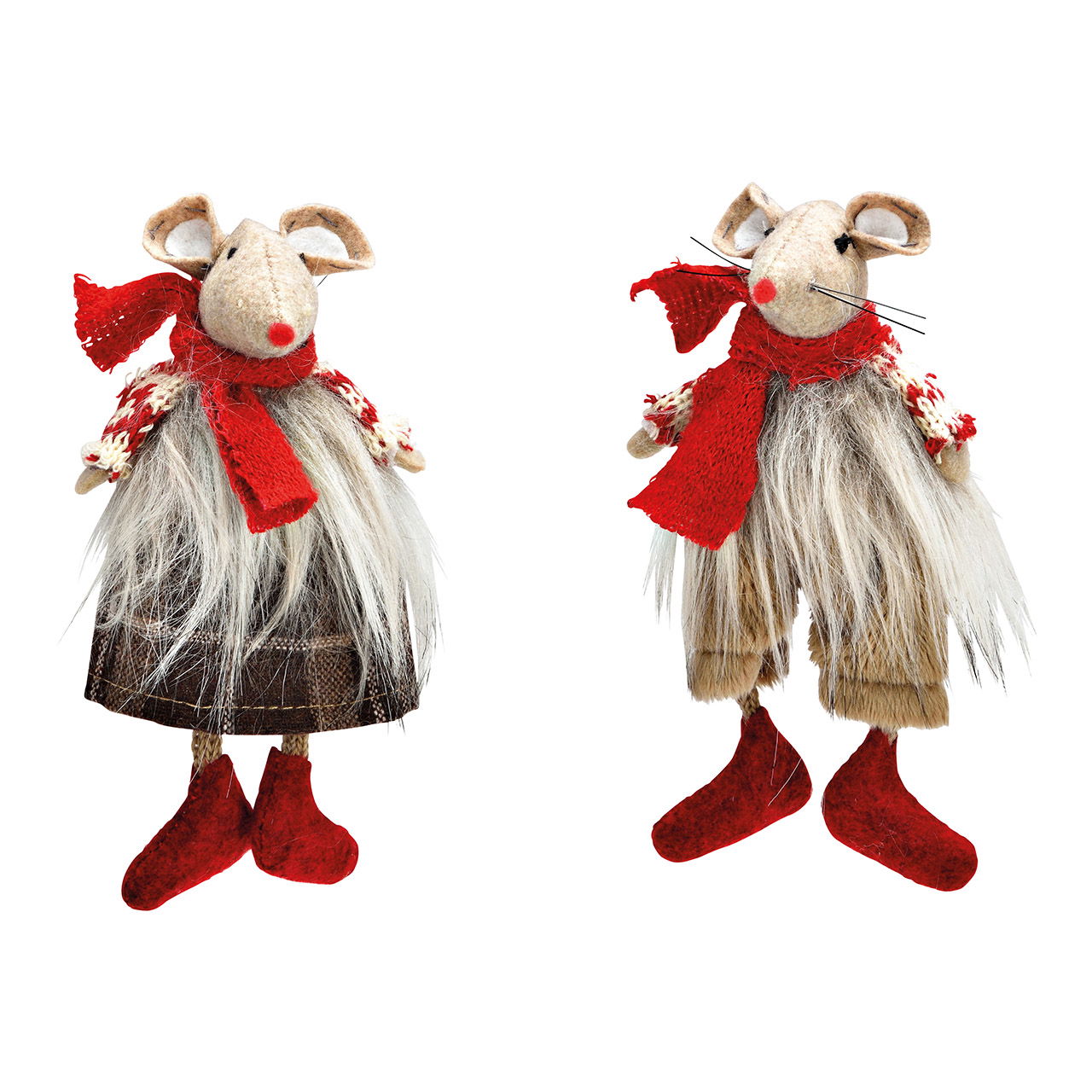 Kantenhocker Wintermaus aus Textil rot, braun 2-fach, (B/H/T) 5x16x5cm Kantenhocker Wintermaus aus Textil rot, braun 2-fach, (B/H/T) 5x16x5cm