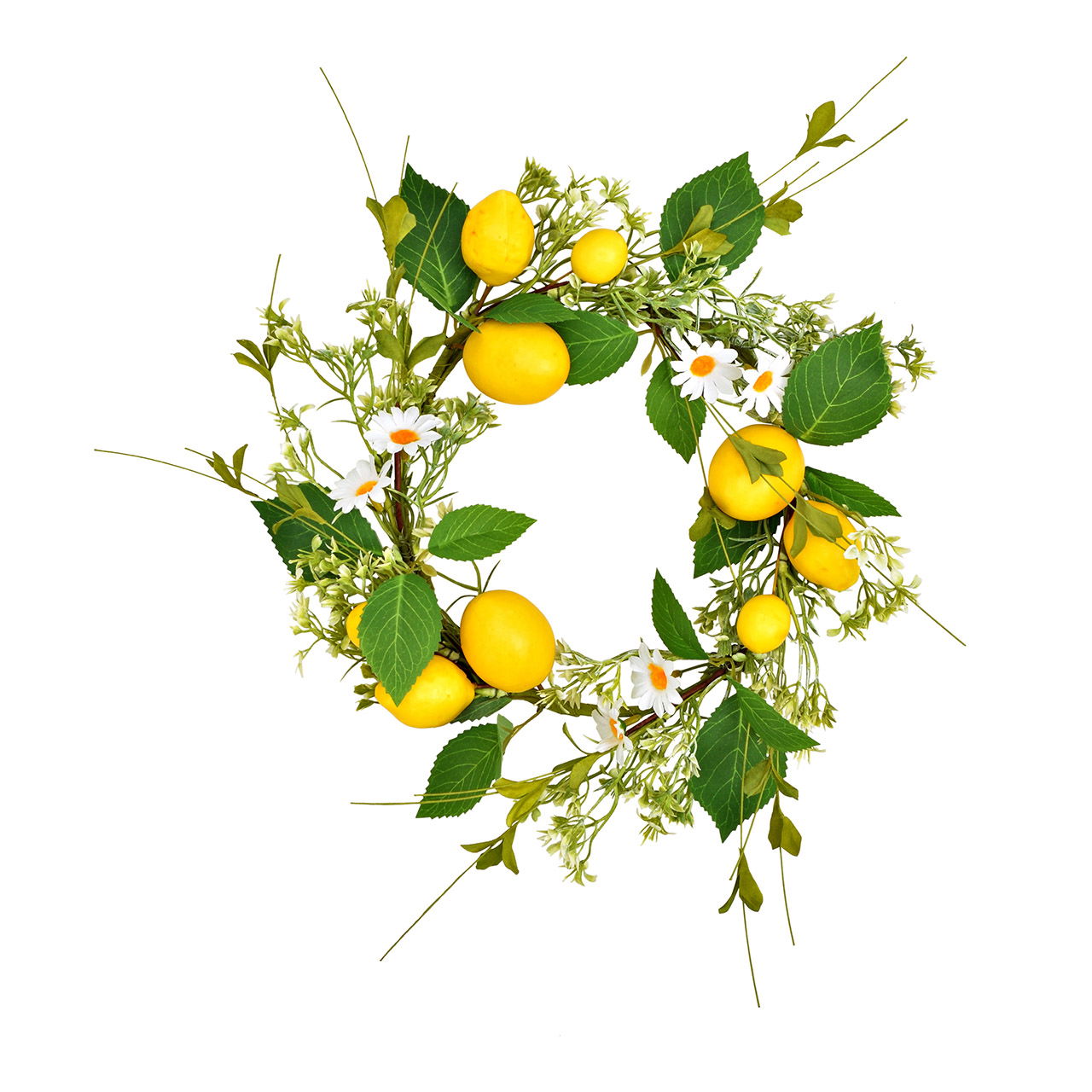 Artificial lemon wreath made of plastic yellow/green (W/H/D) 37x7x37cm