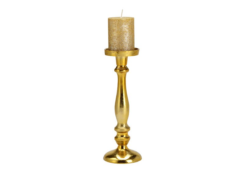 Candle holder double function metal gold (W/H/D) 10x30x10cm