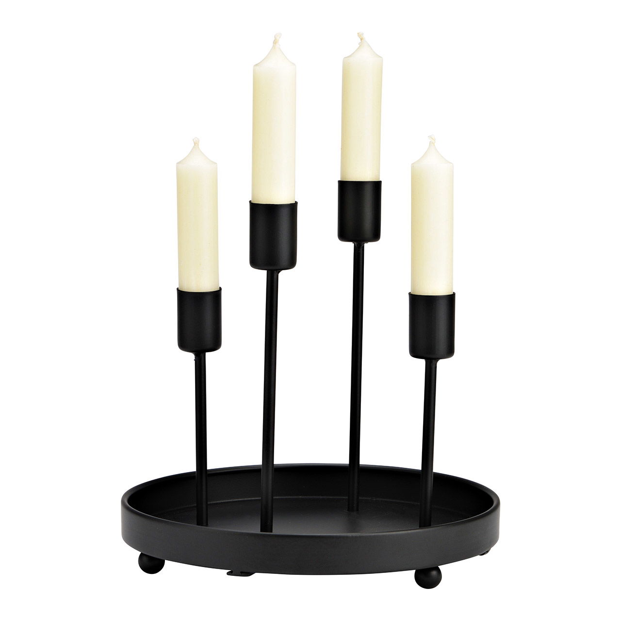 Advent wreath, candle holder made of black metal (W/H/D) 20x20x20cm