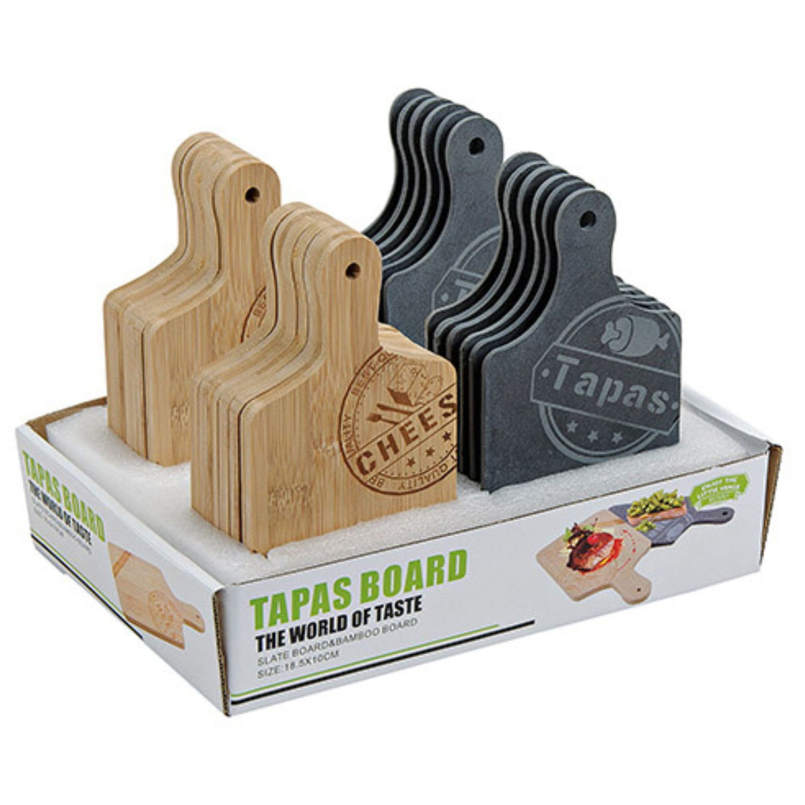 Kaasplank mini van leisteen/bamboe, 2 verschillende kleuren, B18 x H10 cm Besteck