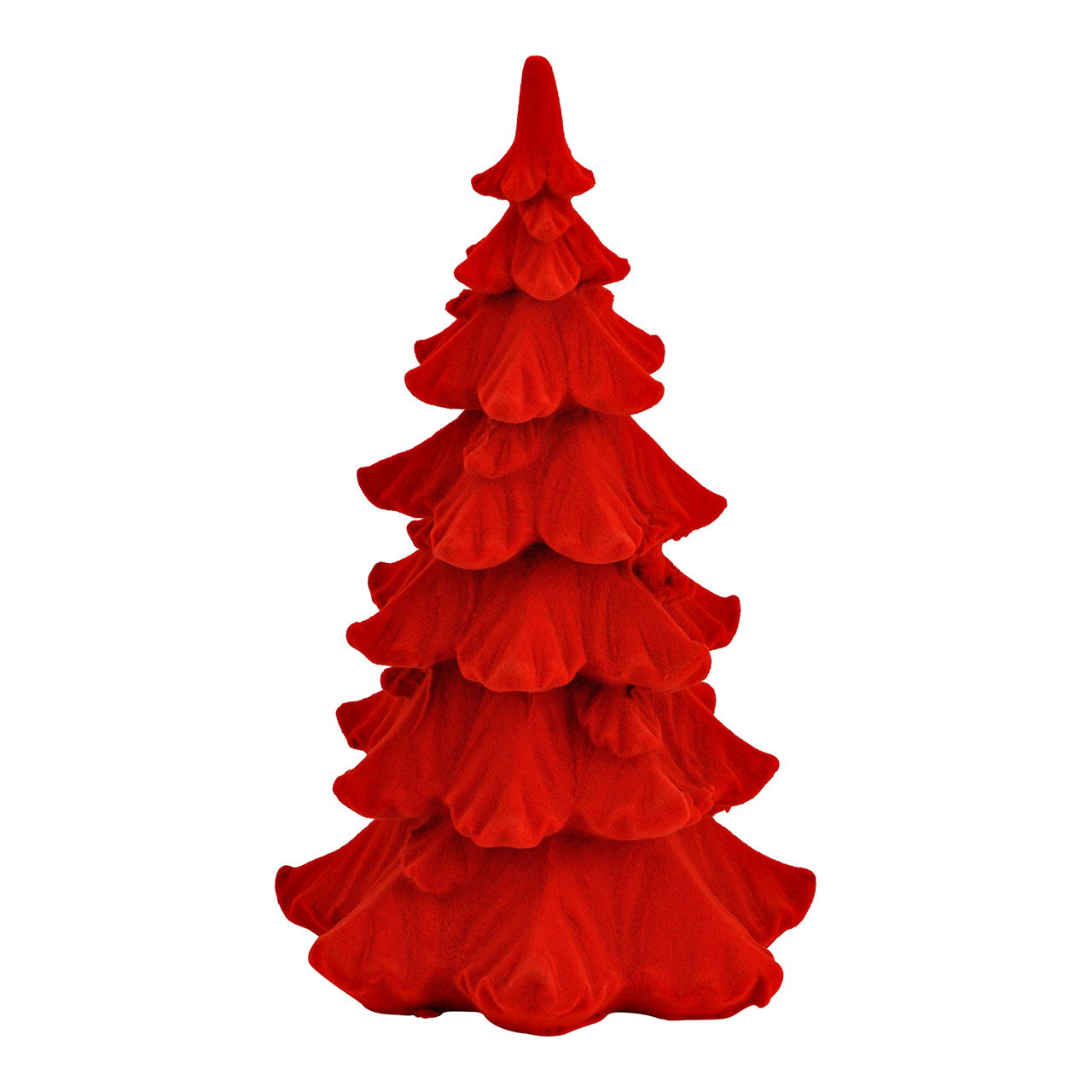 Albero di Natale floccato in polietilene, rosso (L/H/D) 11x17x11cm