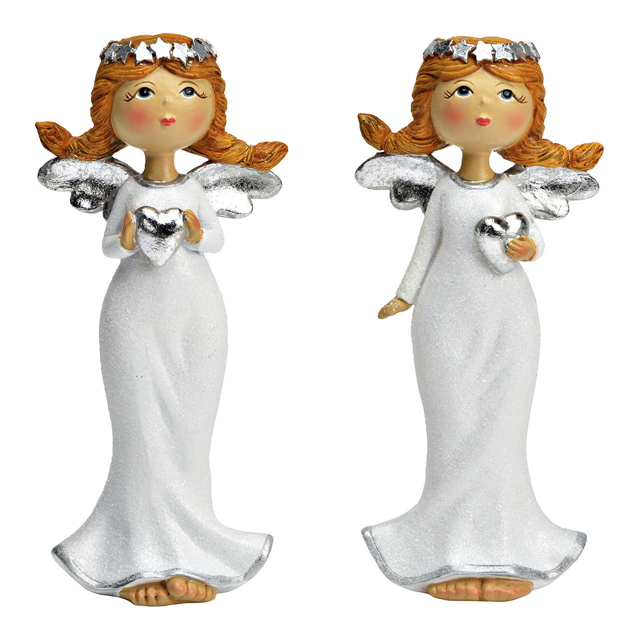 Engel aus Poly silber 2-fach, (B/H/T) 8x18x6cm Engel aus Poly silber 2-fach, (B/H/T) 8x18x6cm