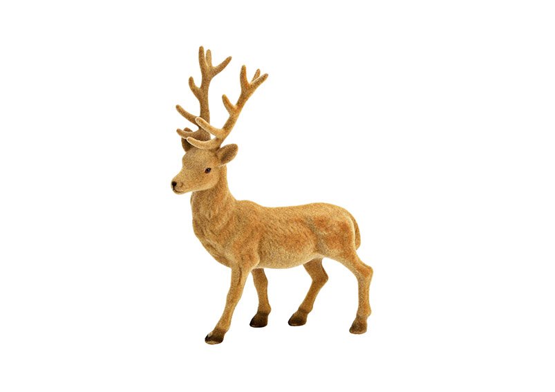 Deer flocked made of plastic Brown (W/H/D) 30x40x7cm