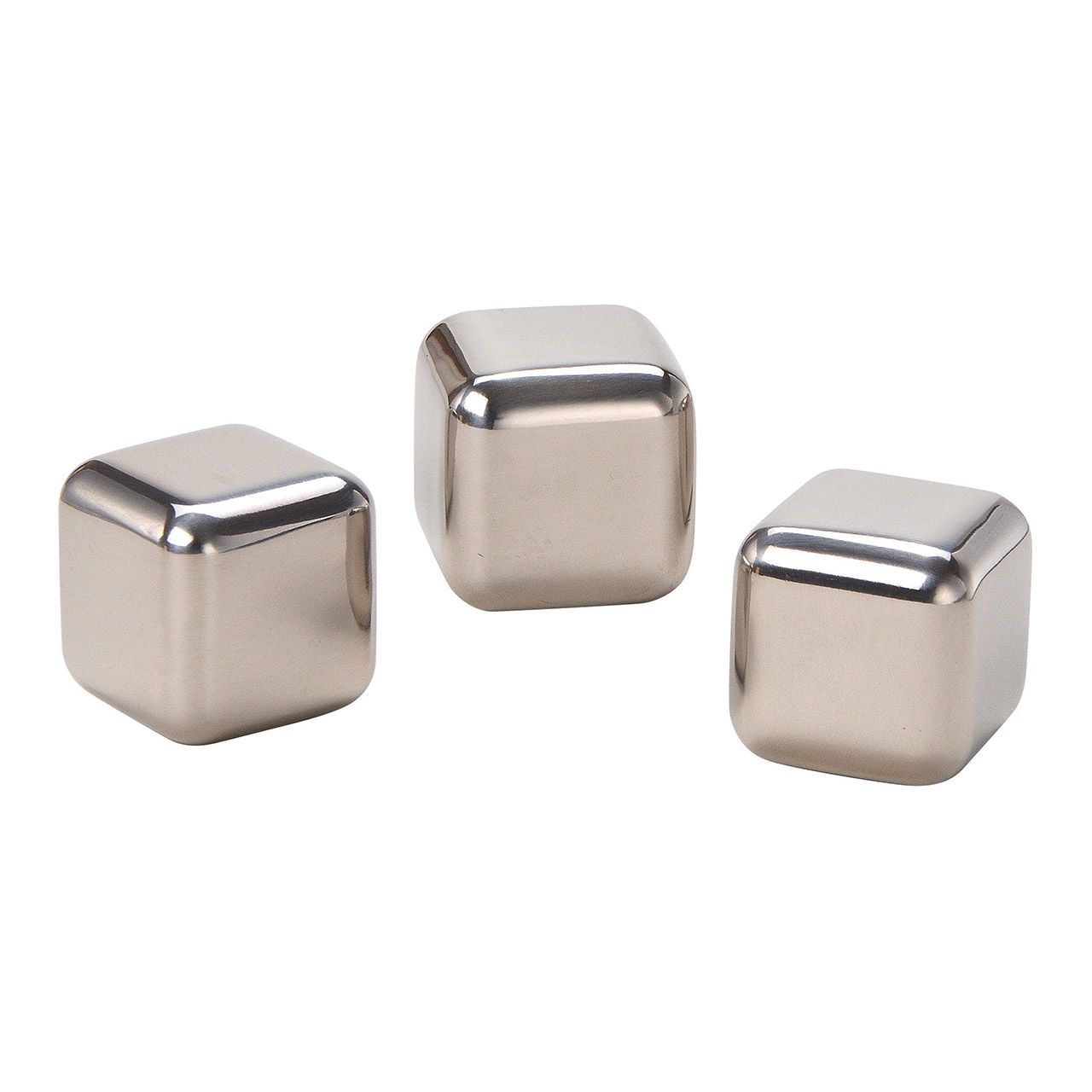 Set di cubetti di ghiaccio per whisky in acciaio inox, 2,7 cm, 6 cubetti con 2 bicchieri 9x8x9 cm, 300 ml, incl. pinze + sacchetto di velluto, in scatola di legno 23,9x10x21,7 cm