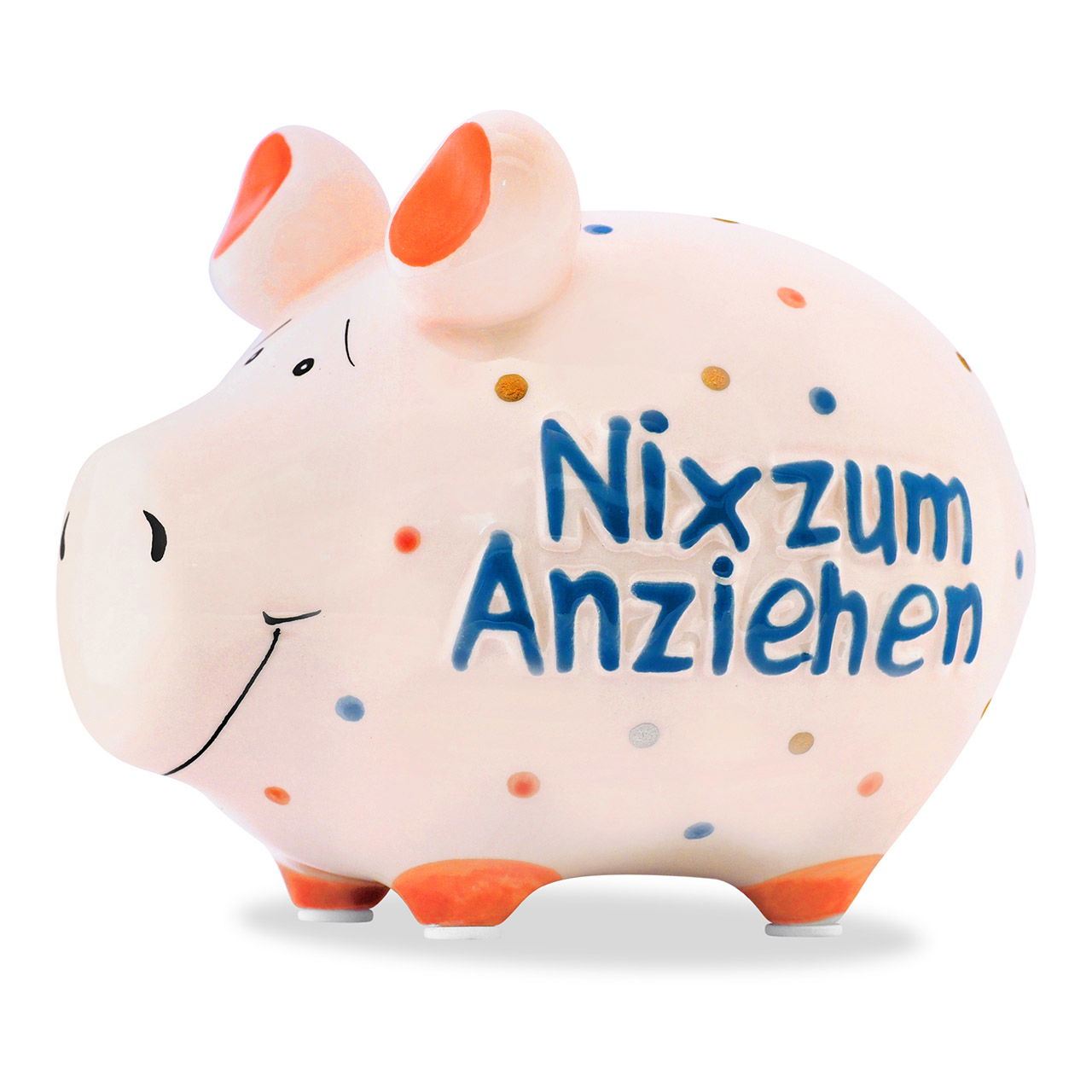 Sparschwein Company Sparschwein "Nix zum Anziehen" aus Keramik, Bunt (B/H/T) 12,5x9x9 cm Kleinschwein Sparschwein