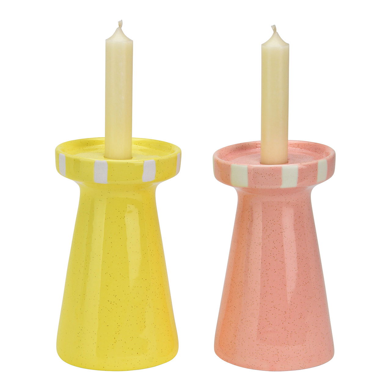Portavelas de porcelana, 2 pliegues, amarillo/rosa (A/A/A) 10x16x10cm Kerze