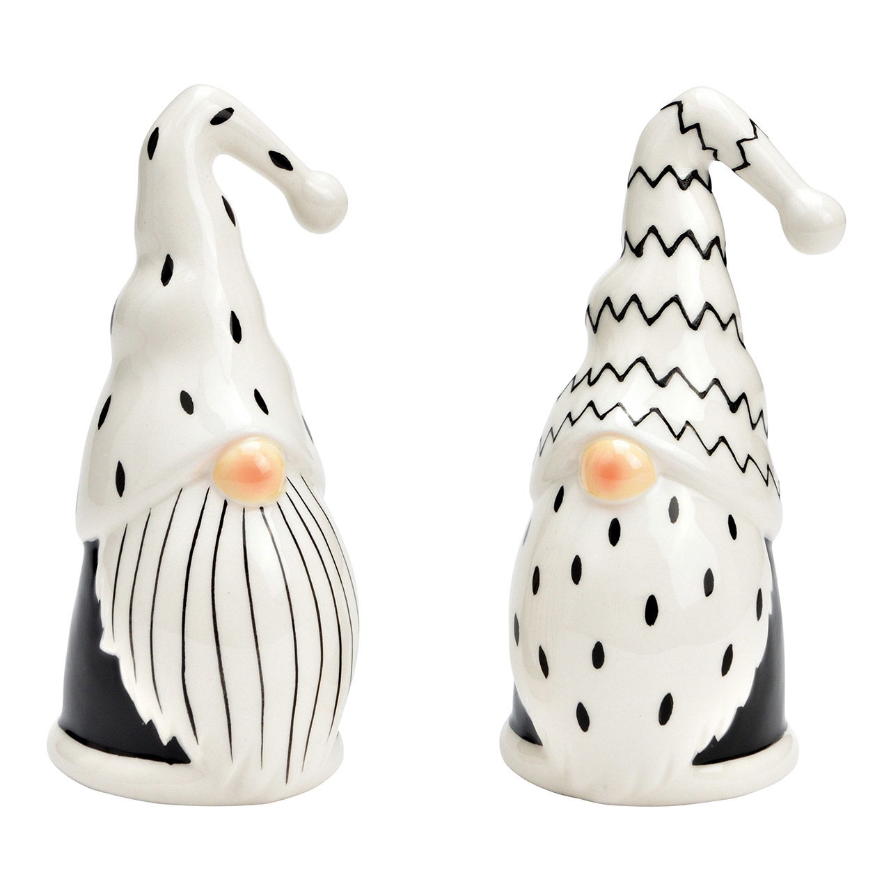 Ceramic gnome white, black 2-fold, (W/H/D) 6x12x6cm Ceramic gnome white, black 2-fold, (W/H/D) 6x12x6cm