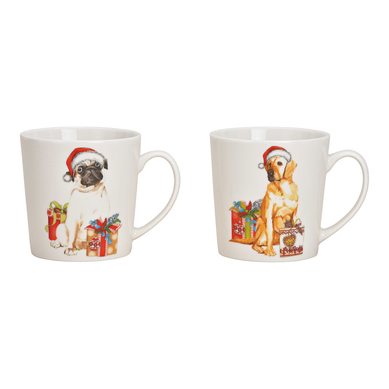 Jumbo Becher Weihnachtshund aus Porzellan Weiß 2-fach, (B/H/T) 13x10x10cm 480ml