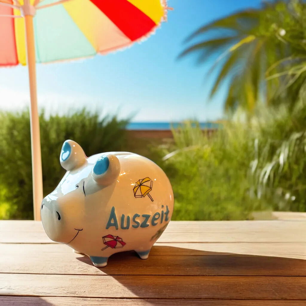 KCG Sparschwein "Auszeit" aus Keramik, Bunt (B/H/T) 12,5x9x9cm Kleinschwein Sparschwein