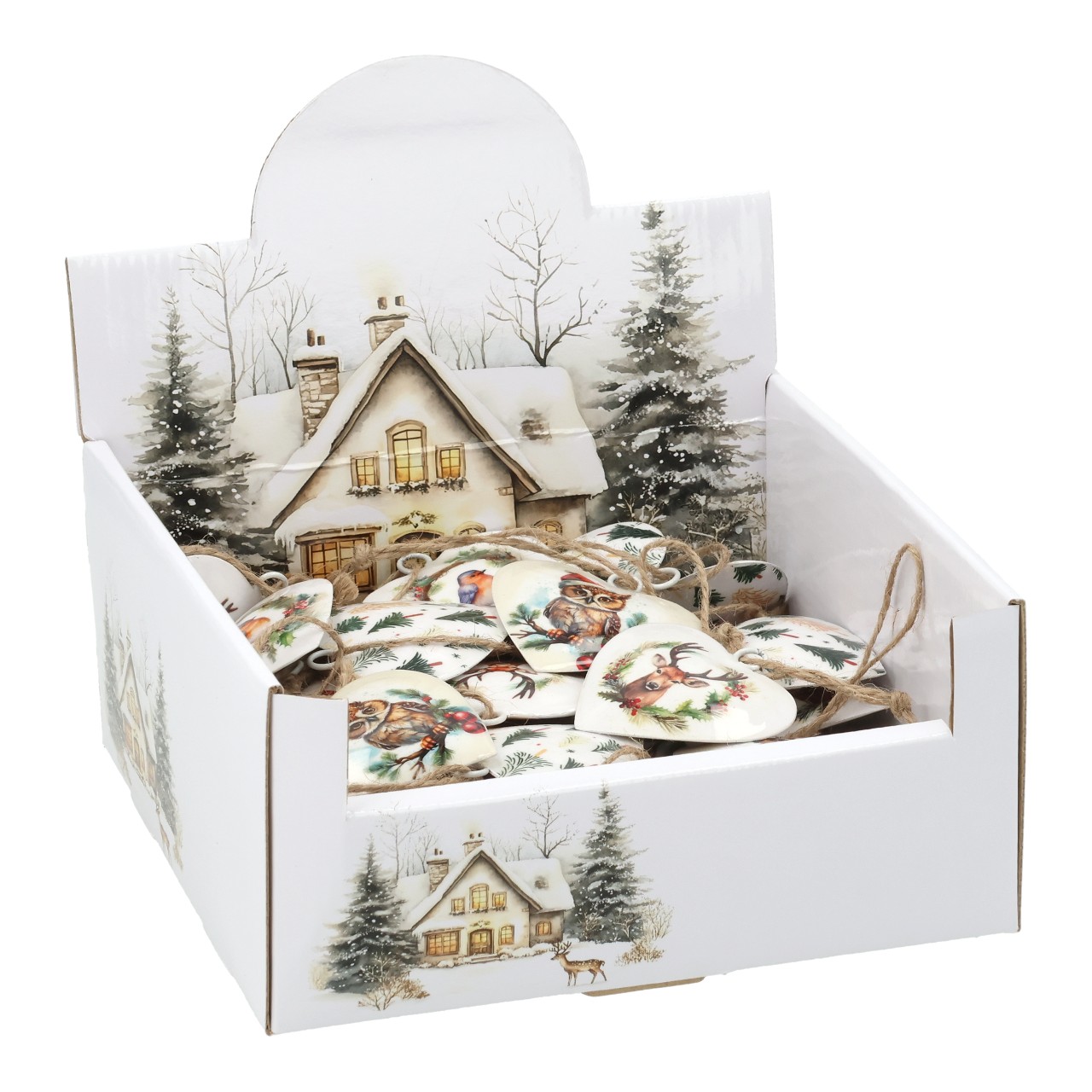 Hänger Herz Weihnachts Dekor 48 stk. im Displaybox aus Metall Bunt 4-fach sortiert (B/H/T) 6x6x1cm Weihnachten, Weihnachtsdekorationen, Festival, Weihnachtsbaum, Kiste