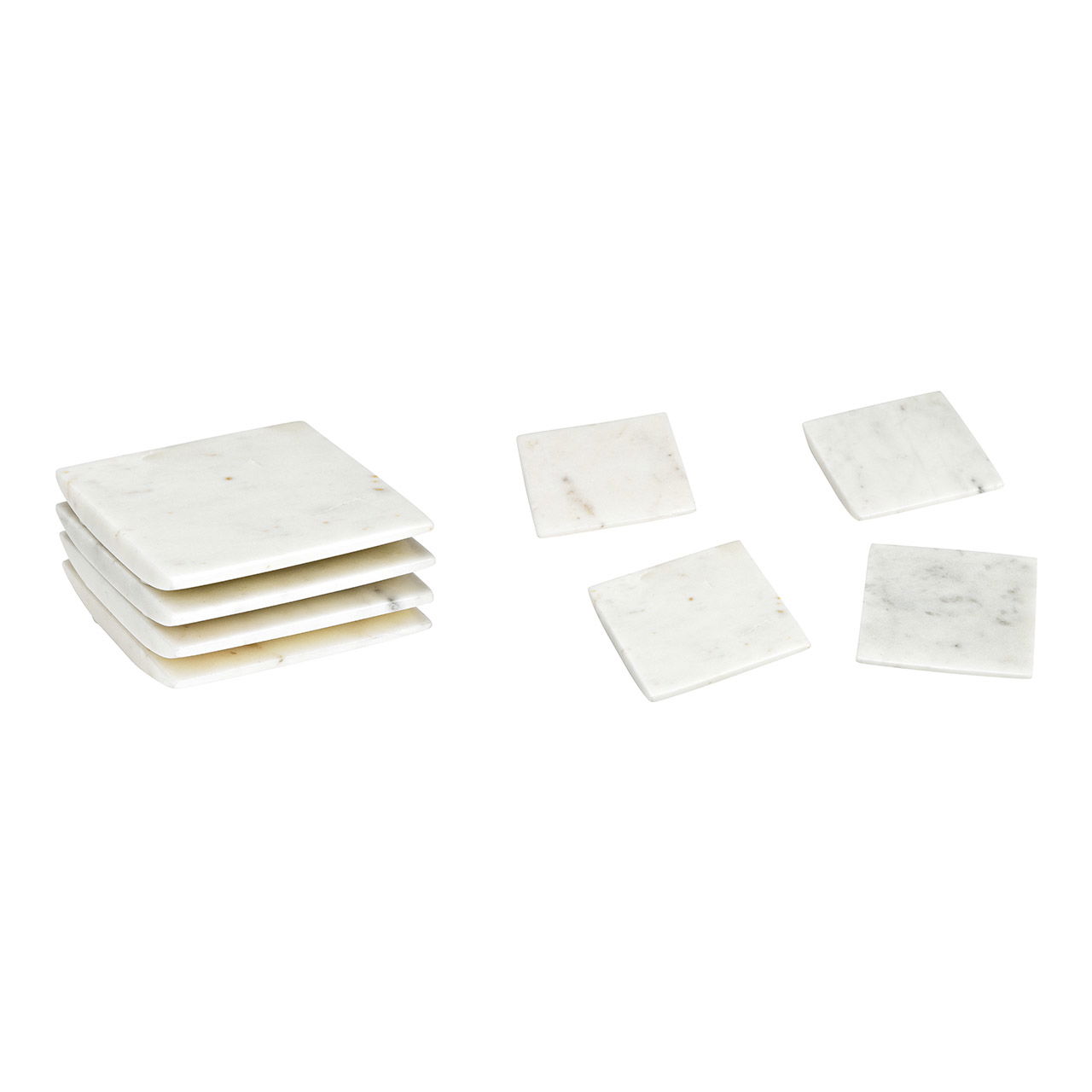 Marmeren onderzetter set van 4, wit (B/H/D) 10x5x10cm