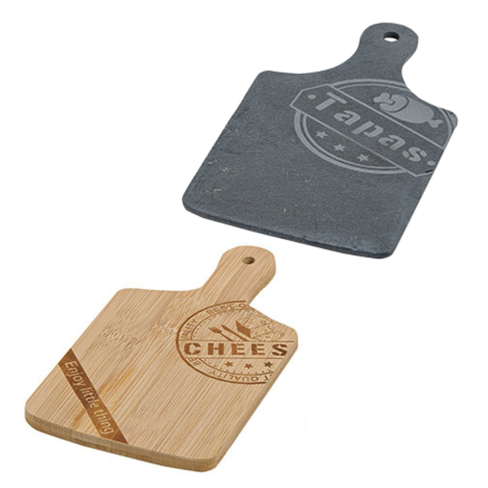 Käsebrett aus Schiefer/Bambus, 2-fach, Braun/Schwarz (B/H) 18x10cm Schneidbrett, Essen
