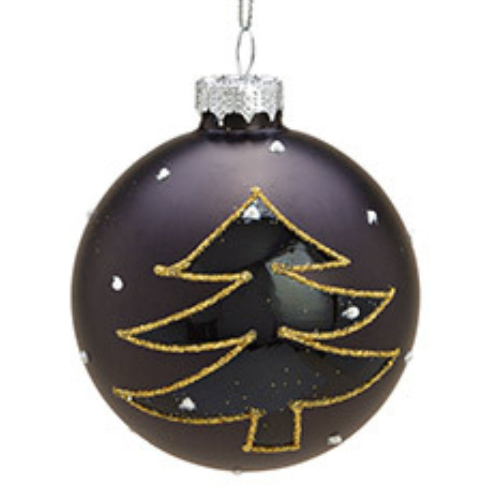 Boule de Noël Glitter Motif de Noël en verre, 4 fois, noir/or Ø8cm Zubehör, Schmuck, Medaillon, Anhänger