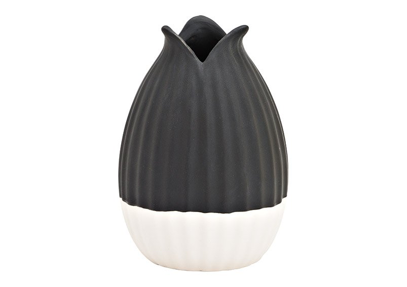 Vase aus Keramik schwarz, weiß (B/H/T) 9x13x9cm