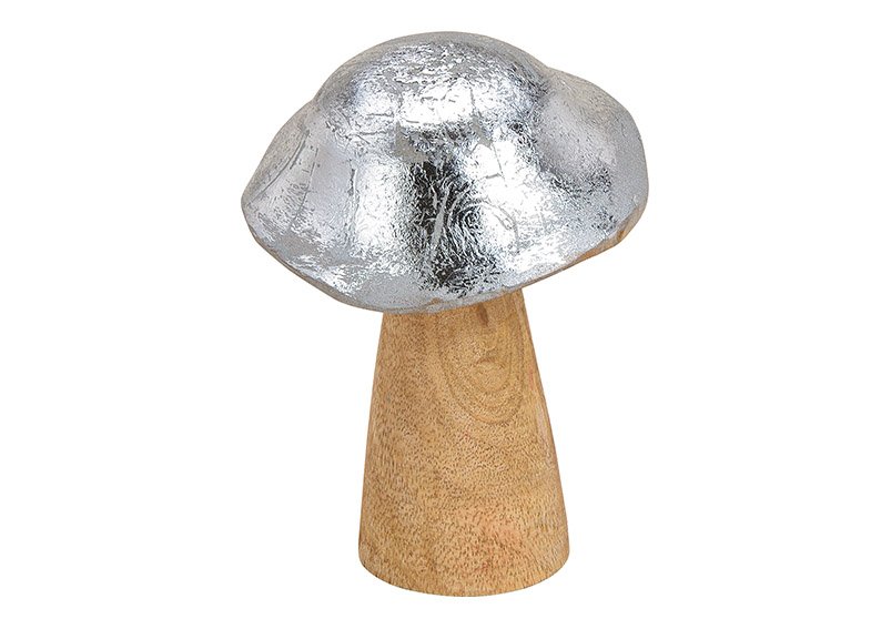 Mango wood mushroom silver (w / h / d) 10x13x10cm