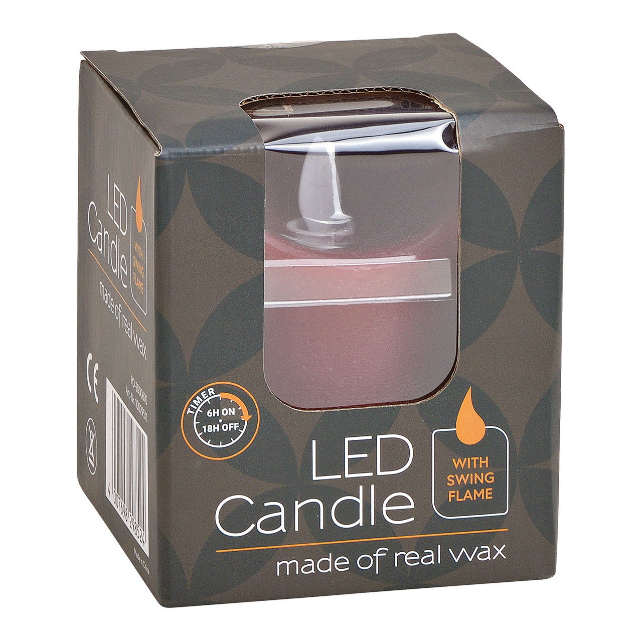 Candela LED, a luce intermittente, con timer in cera Bordeaux (L/A/D) 7,5x10x7,5 cm