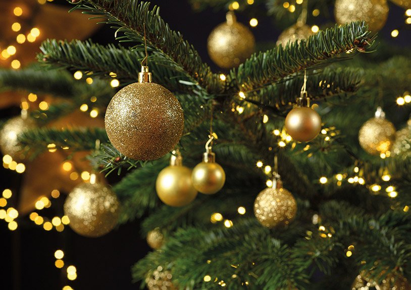 Set di palline di Natale in plastica oro set di 50, (L/H/D) 23x18x12cm Ø 3/4/6 cm