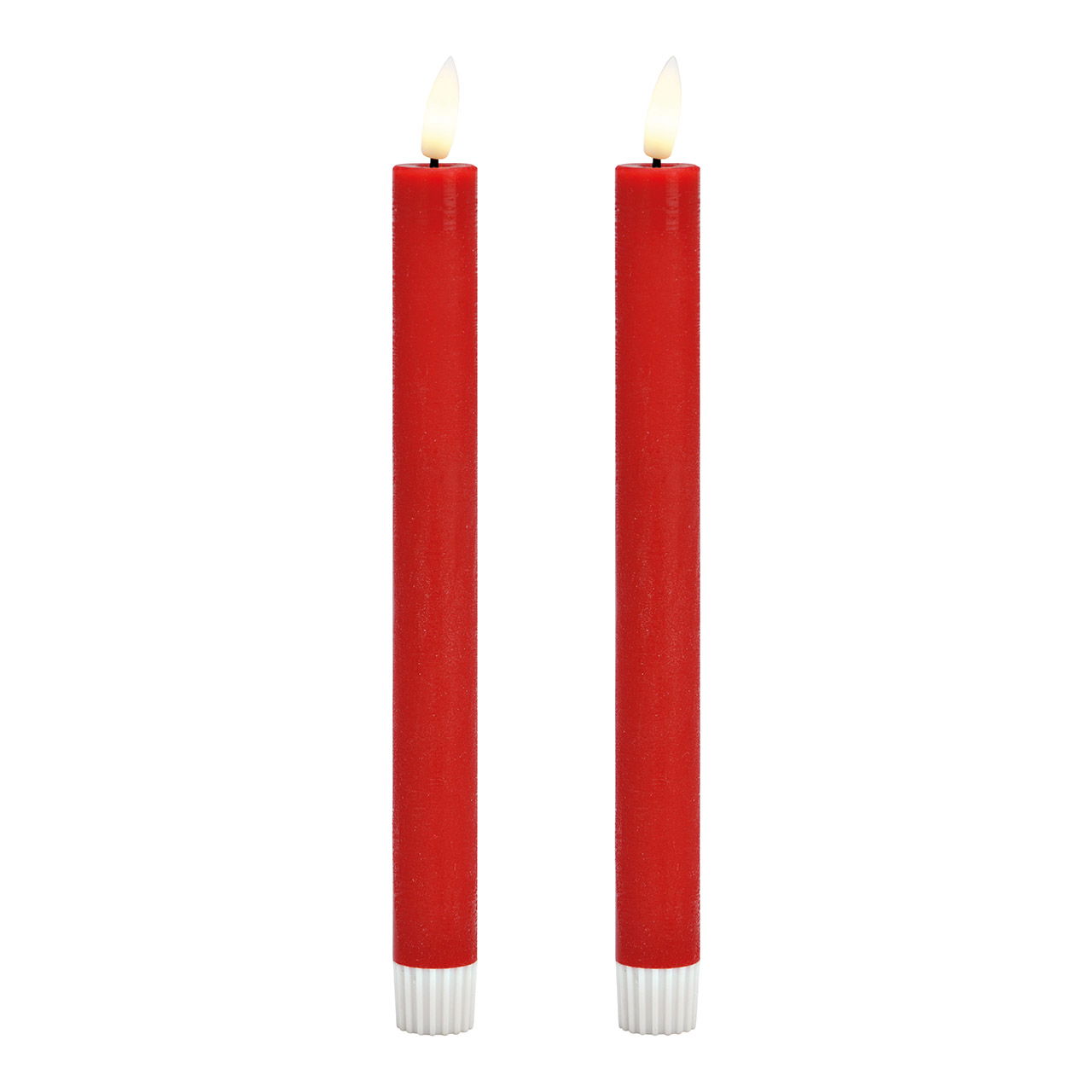 Set de 2 bougies LED, en cire rouge (L/H/P) 2x24x2cm Fonctionnement sur piles 2xAA non incluses