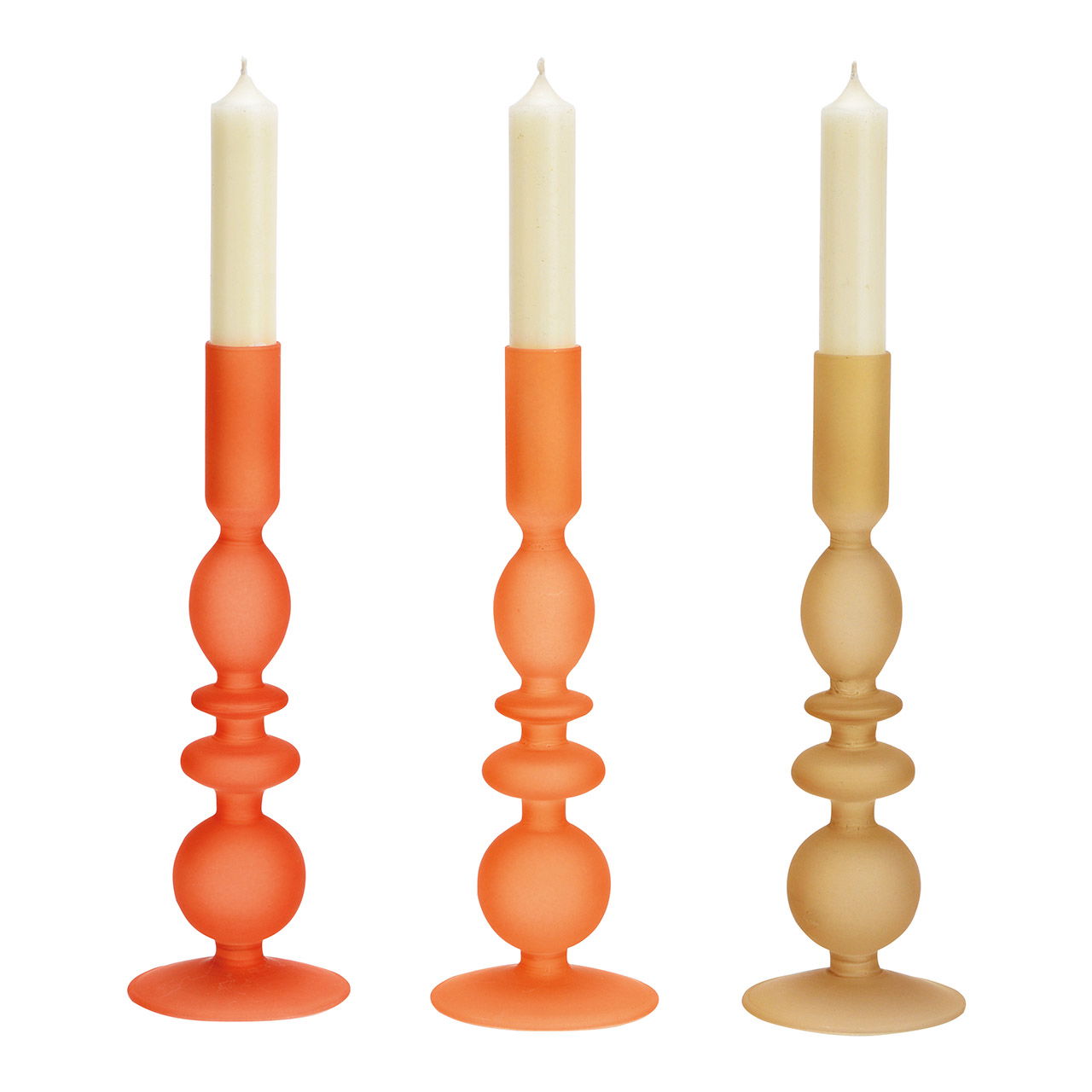 Glass candle holder, colorful 3-fold, (W/H/D) 7x22x7cm