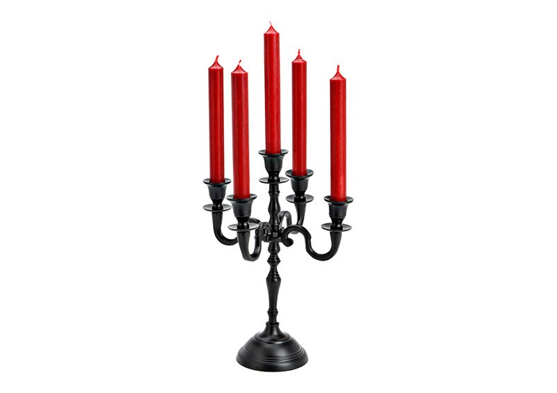 Candle holder 5 arms metal black (W/H/D) 23x31x23cm