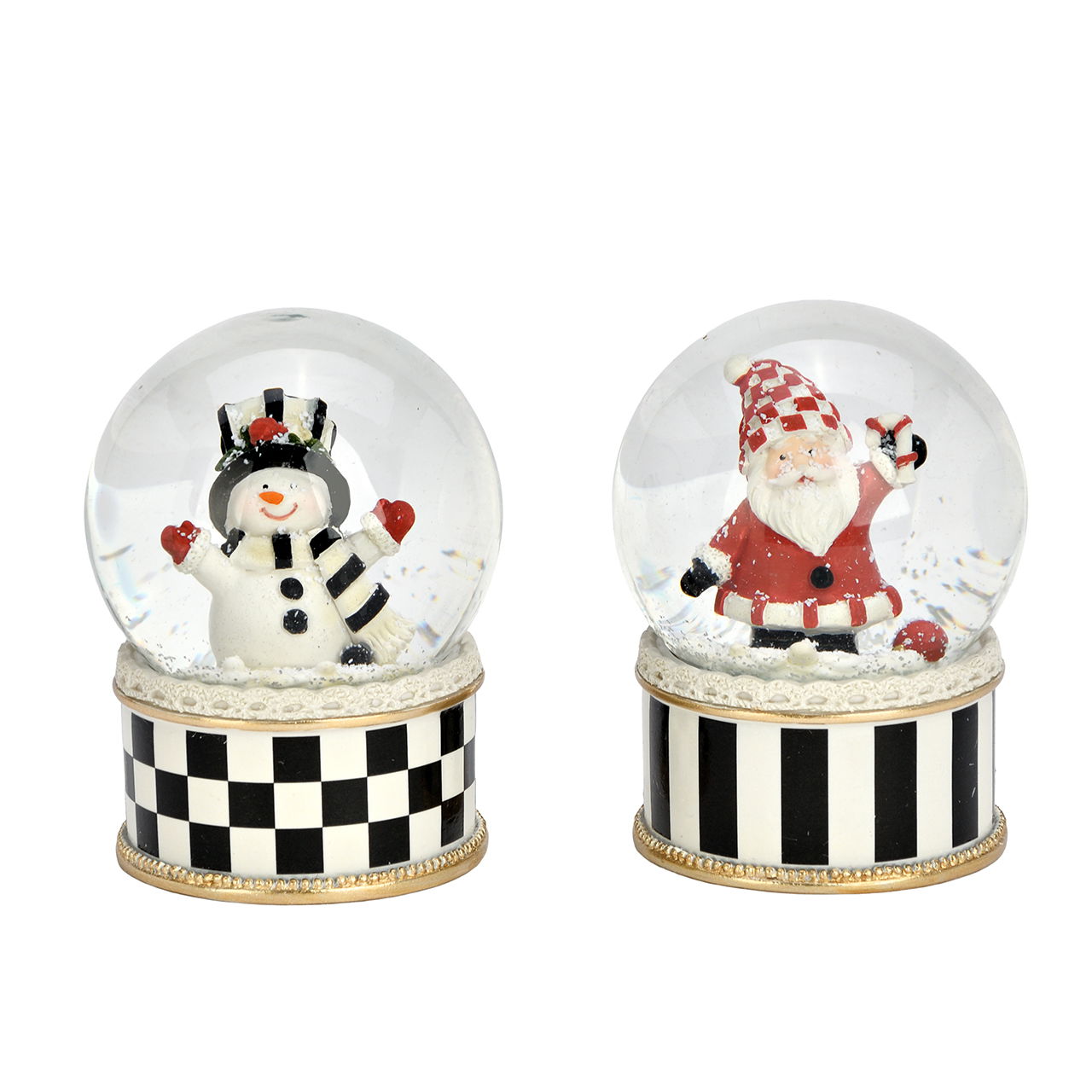 Schneekugel Schneemann/Weihnachtsmann aus Poly/Glas Rot 2-fach sortiert (B/H/T) 6x9x6cm Draußen, Natur, Winter, Person, Figur