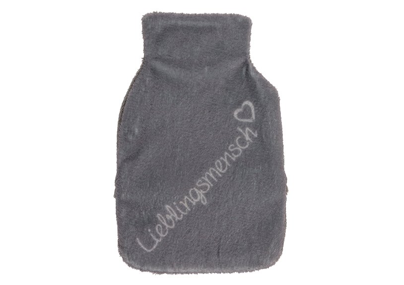 Taschenwärmer Lieblingsmensch, mit Fleeceüberzug Grau, weiß 2-fach, (B/H/T) 11x7x1cm