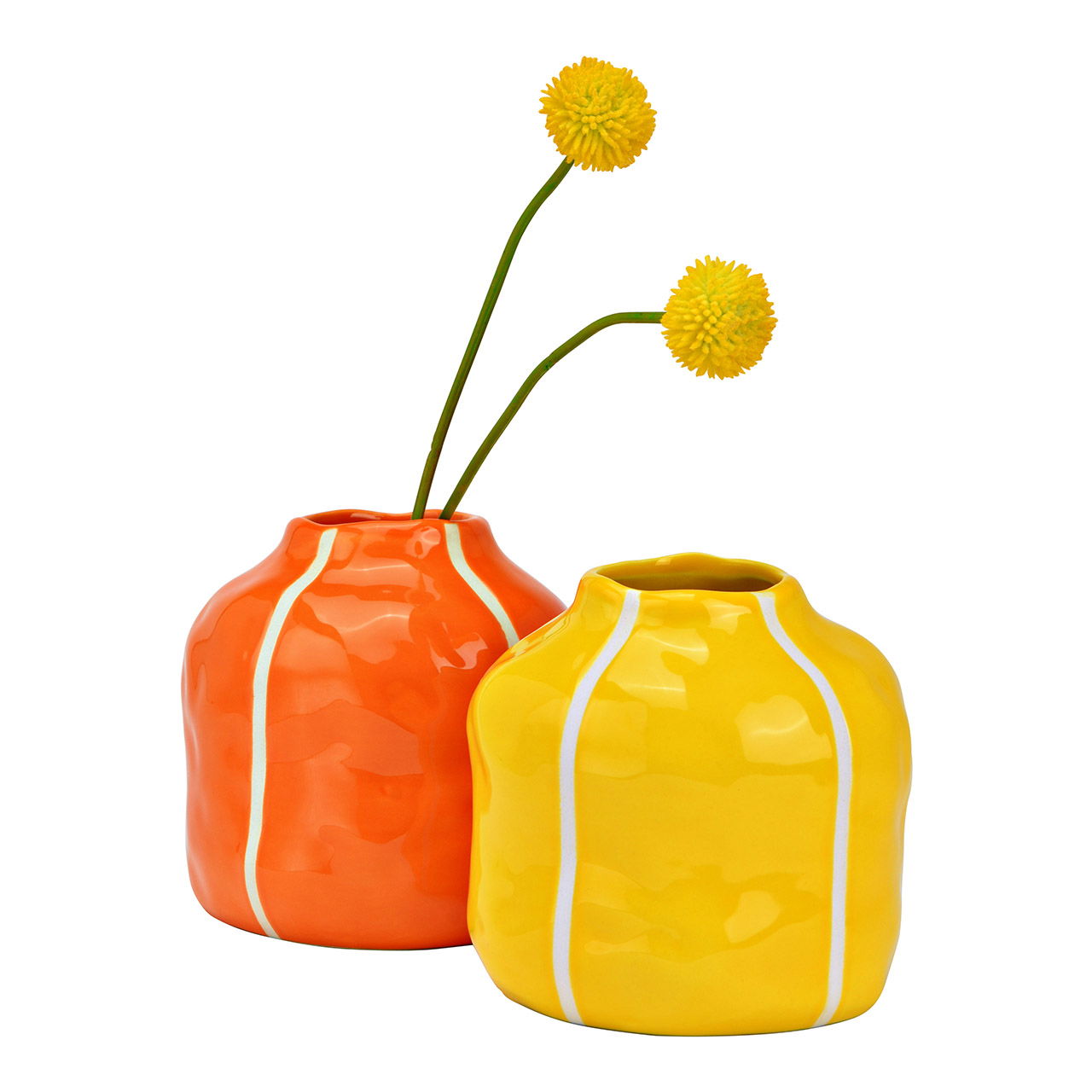 Vase für Trockenblumen aus Keramik, 2-fach, Gelb/Orange 2-fach Ø12cm