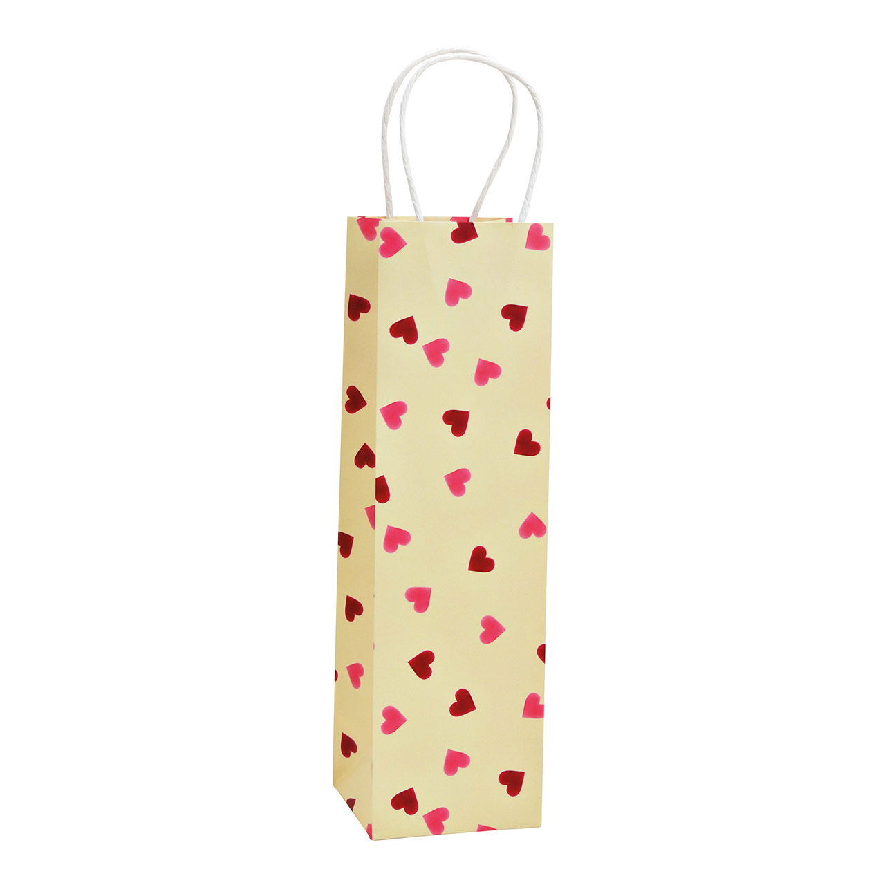 Bottle bag heart decor made of paper/cardboard beige (W/H/D) 10x36x10cm