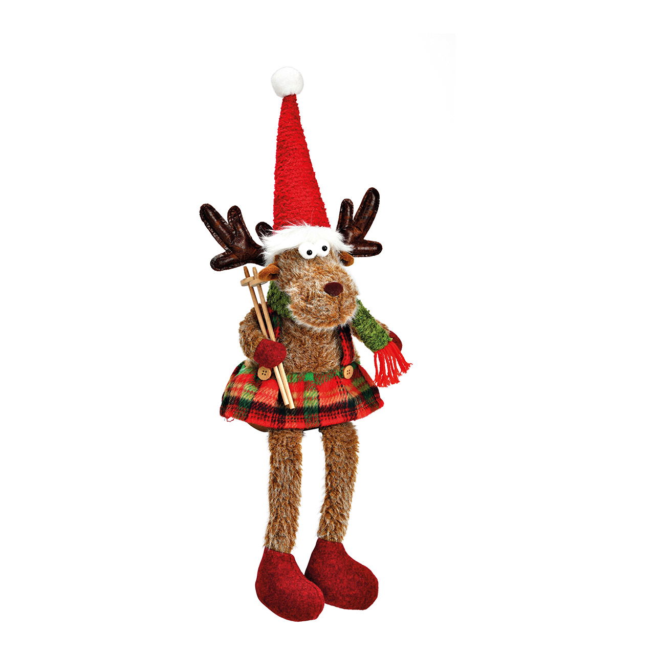 Sgabello Edge deer in tessuto marrone, rosso (L/H/D) 19x60x14cm