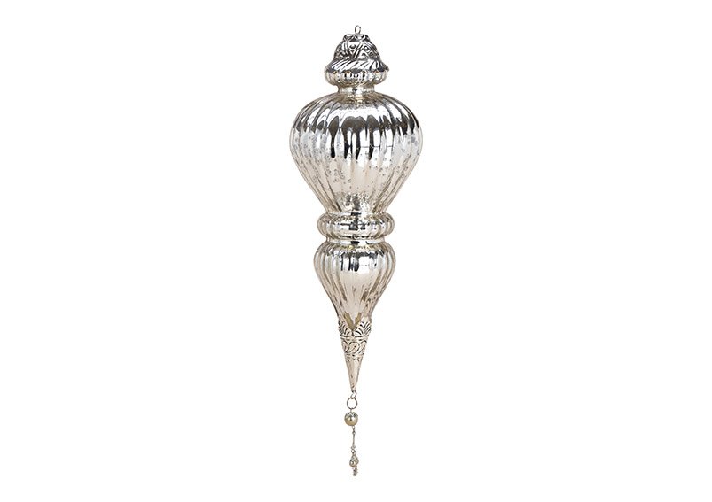 Weihnachtshänger Zapfen aus Glas Silber (B/H/T) 13x43x13cm