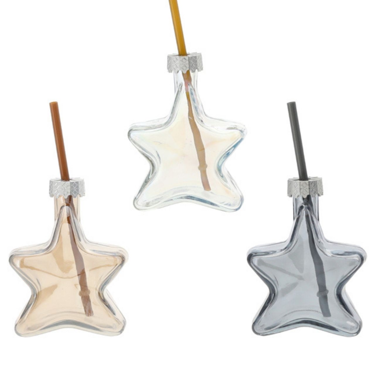 Glasflasche, Sternform, Trinkhalm, Transparentes Glas, Mehrfarbig