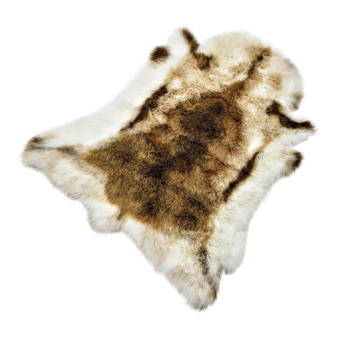 Faux reindeer fur of polyester Brown, white (W/H/D) 110x90x5cm