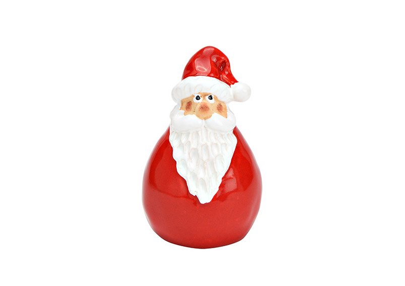 Père Noël en céramique rouge, blanc (L/H/P) 6x10x6cm