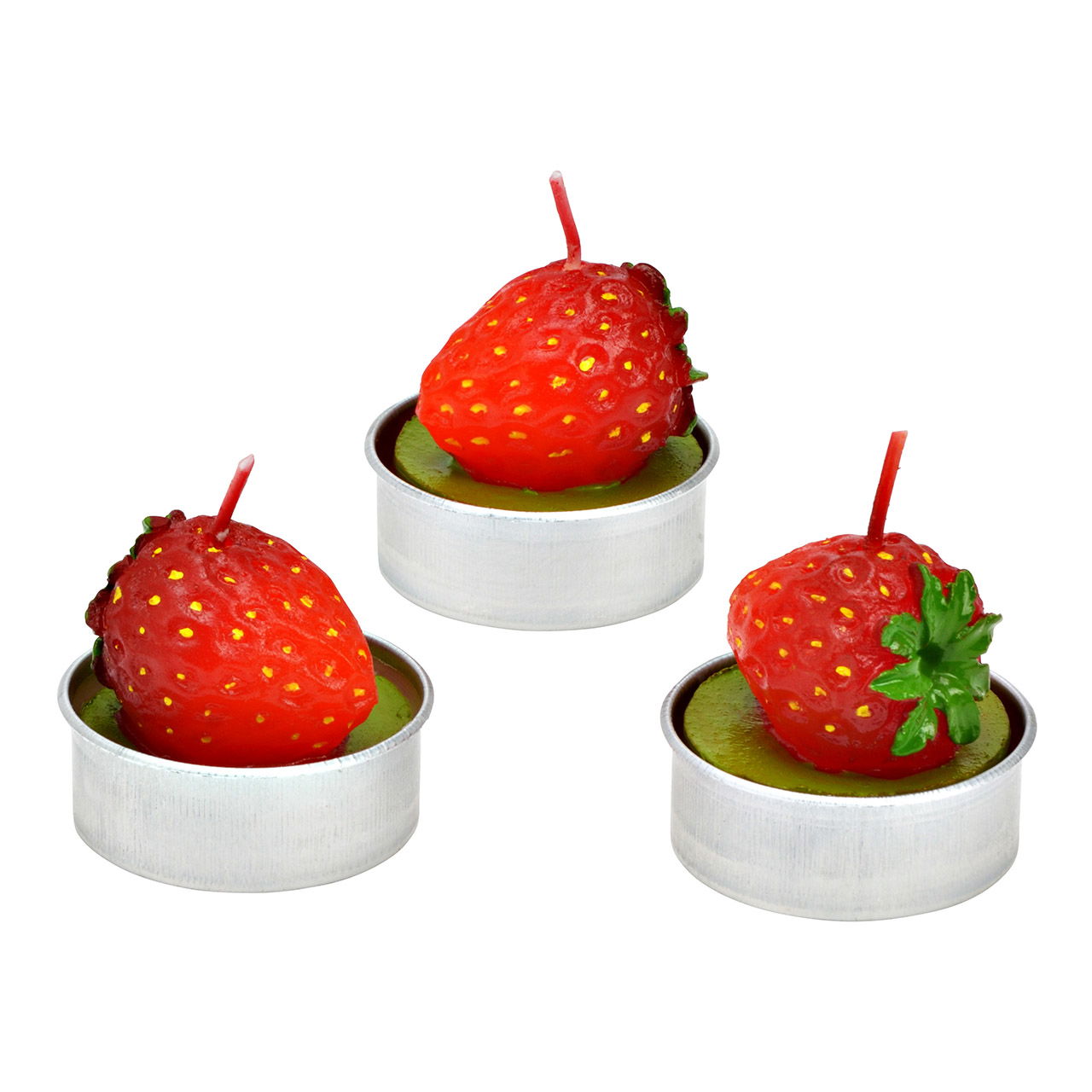 Set di 6 tea light fragola 4x4x4cm, in cera, rosso (L/H/D) 14x6x9cm