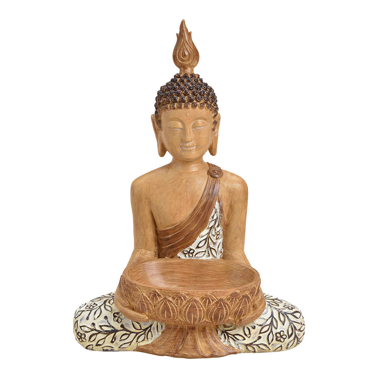 Buddha seduto in poli beige (L/H/D) 46x35x48cm