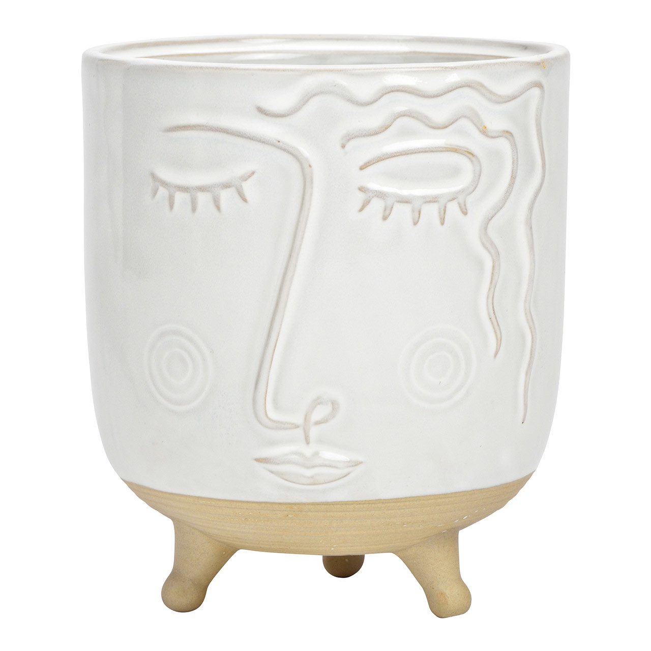 Porcelain face vase white/beige (W/H/D) 13x15x13cm Porcelain face vase white/beige (W/H/D) 13x15x13cm