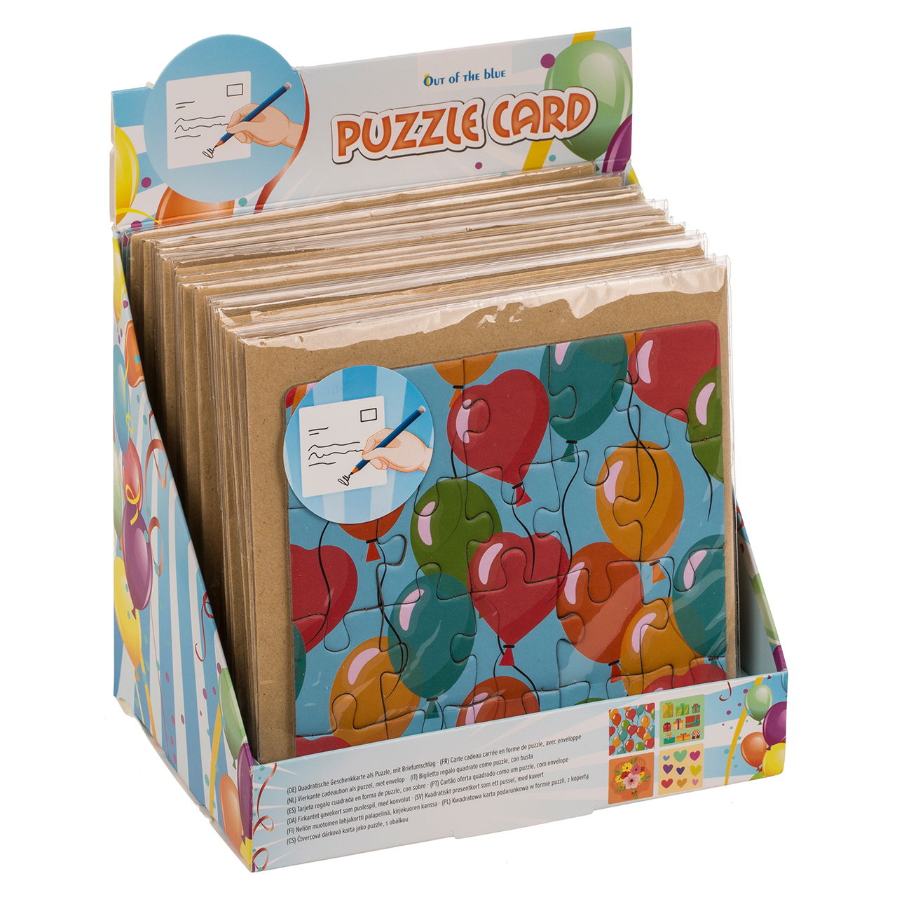 Biglietto regalo quadrato, puzzle, compleanno, (20 pezzi) con busta in busta, 4 pieghe, 24 pezzi in esposizione Kiste, Karton