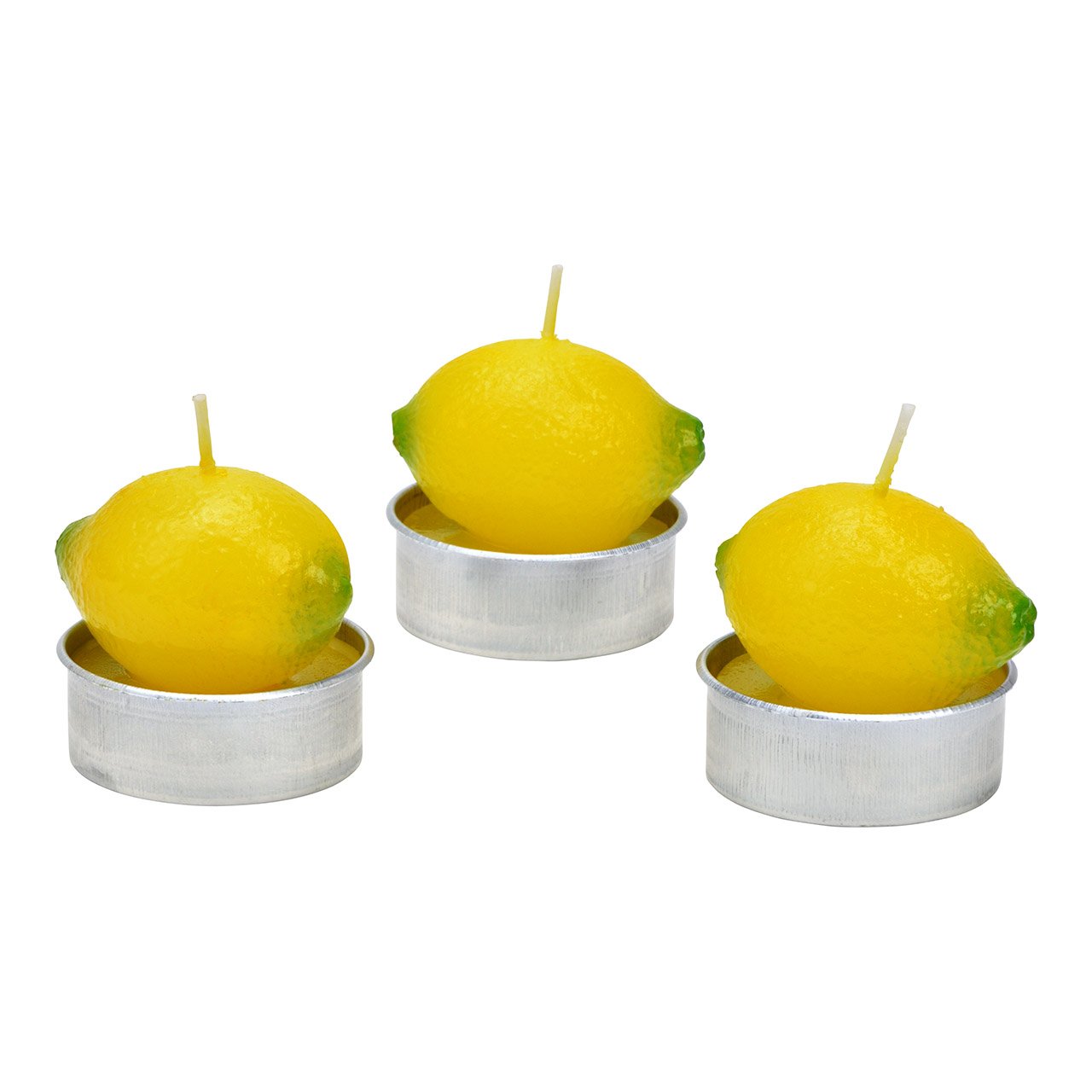 Theelichtkaars citroen 4x4x4cm set van 6, gemaakt van was, geel (B/H/D) 14x8x9cm