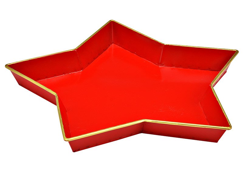 Decoratief bord, stervormig, gemaakt van rood metaal (B/H/D) 31x3x31cm