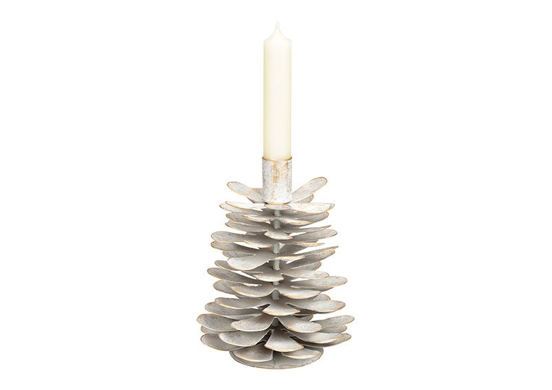 Kaarshouder kerstboom van wit metaal (B/H/D) 13x16x13cm
