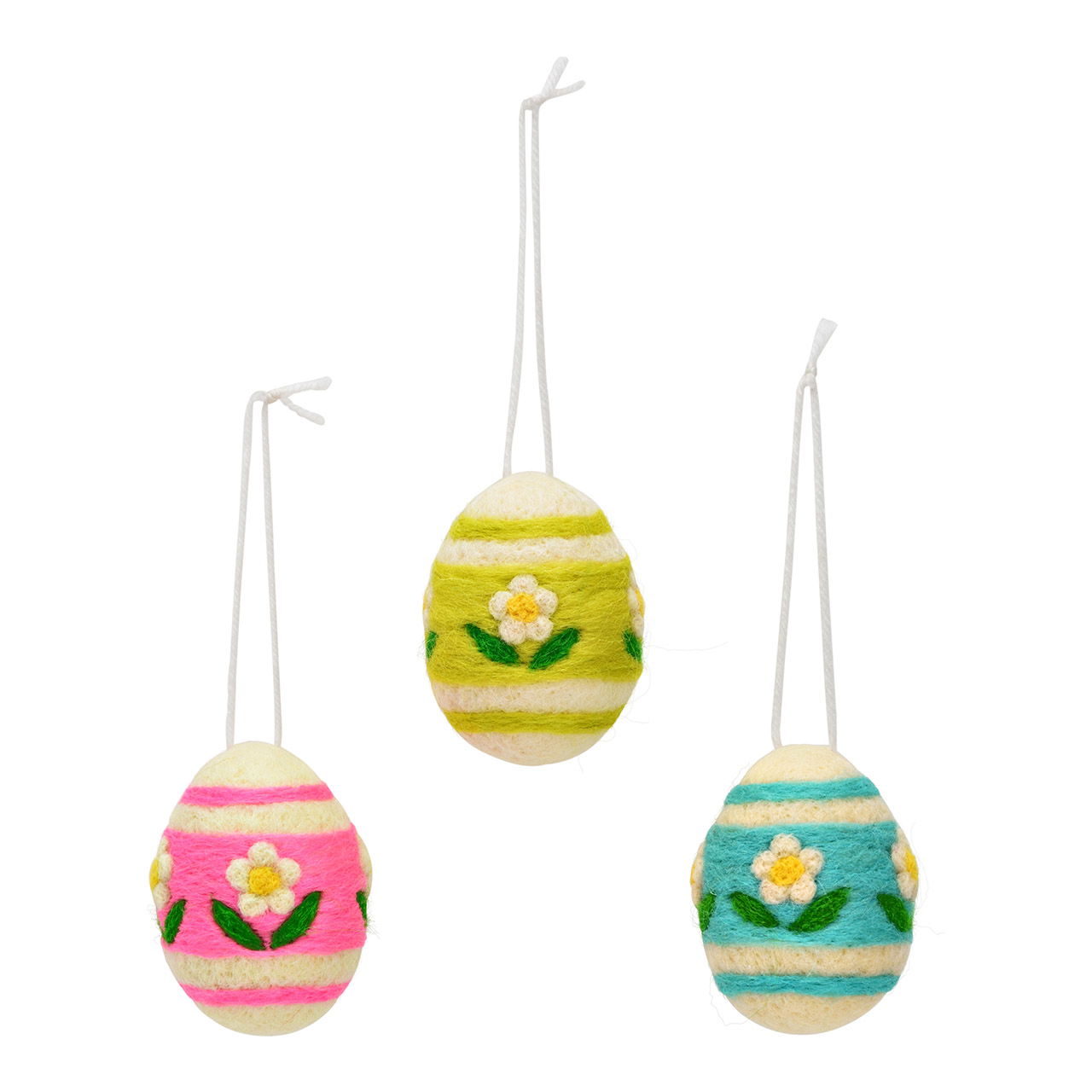 Hanger Easter egg with flower decor made of textile colorful 3-fold, (W/H/D) 5x6x5cm