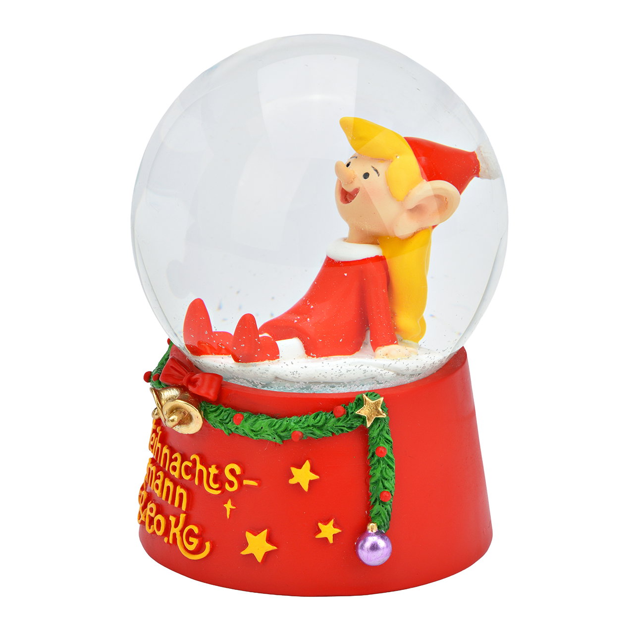 Schneekugel, Figur, Weihnachtsdeko, Schneekugel mit Figur, Christbaumdeko, Schneekugel, Figur, Weihnachten, Engel, Rot