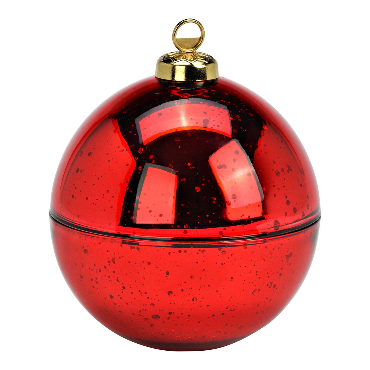 Glazen kerstballenpot, rood (B/H/D) 11x13x11cm