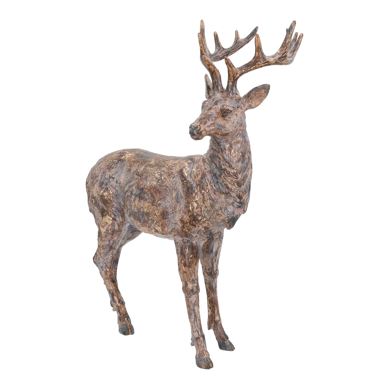 Hirsch, Hirschstatue, Geweih, Holzoptik, Rustikales Deko