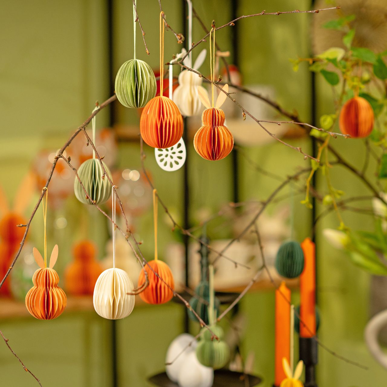 Colgador de huevos de Pascua de nido de abeja de papel/cartón blanco (A/A/A) 6x6x6cm Zubehor, Kronleuchter, Lampe